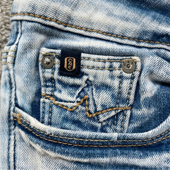 Vintage Crocker Light Blue Faded Distressed Jeans Slim Straight Low Rise  25x30 - Picture 11 of 12